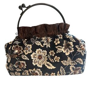 Vintage Brown Floral Fabric Bag